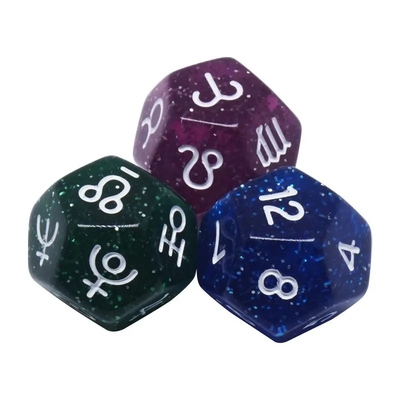 3pcs/ সেট রজন Polyhedral ডাইস মাল্টি-রঙ 16mm ভাগ্য চিহ্ন সংখ্যা নক্ষত্রমণ্ডল