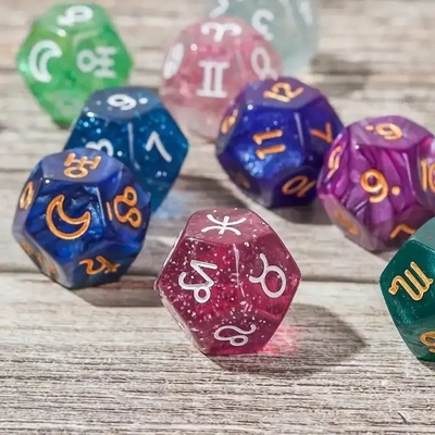 3pcs/ সেট রজন Polyhedral ডাইস মাল্টি-রঙ 16mm ভাগ্য চিহ্ন সংখ্যা নক্ষত্রমণ্ডল