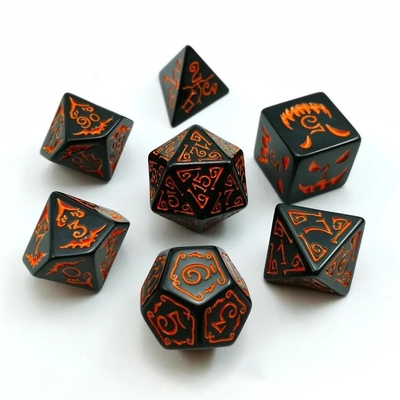 পলিমোডিয়াল রেজিন ডাইস 7PCS আরপিজি ডাইস সেট D4 D6 D8 D10 D12 D20 D20