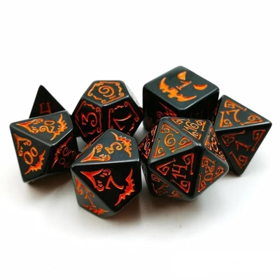 পলিমোডিয়াল রেজিন ডাইস 7PCS আরপিজি ডাইস সেট D4 D6 D8 D10 D12 D20 D20