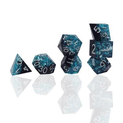 নীল কালো রজন উপাদান ডাইস সেট ড্রাগন এবং Dungeon Polyhedral