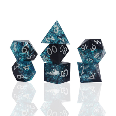 নীল কালো রজন উপাদান ডাইস সেট ড্রাগন এবং Dungeon Polyhedral