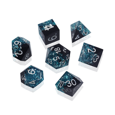 নীল কালো রজন উপাদান ডাইস সেট ড্রাগন এবং Dungeon Polyhedral