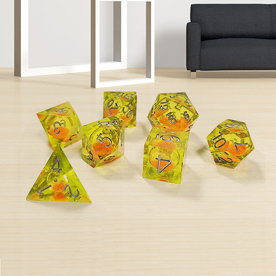 কমলা স্রোত বালি হলুদ স্ফটিক রজন Dnd Dice Sharp Edge Fantasy