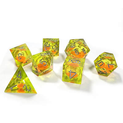 কমলা স্রোত বালি হলুদ স্ফটিক রজন Dnd Dice Sharp Edge Fantasy