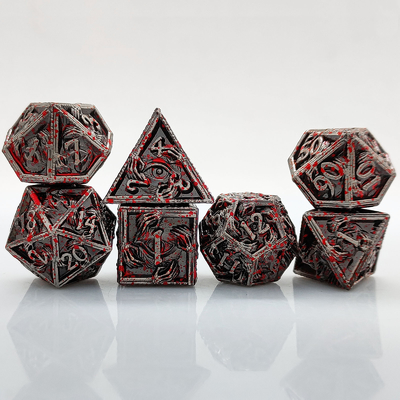 বিলাসবহুল মেটাল পলিহেড্রাল ডাইস 8 সক্রিয় রং TRPG Dungeons এবং ড্রাগন Dnd মেটাল ডাইস সেট