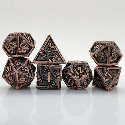 বিলাসবহুল মেটাল পলিহেড্রাল ডাইস 8 সক্রিয় রং TRPG Dungeons এবং ড্রাগন Dnd মেটাল ডাইস সেট