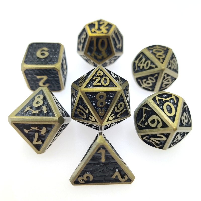 DND বা RPG ডাইস ব্যবহারিক কলাই শার্প রঙিন ধাতু জন্য পাশা সেট