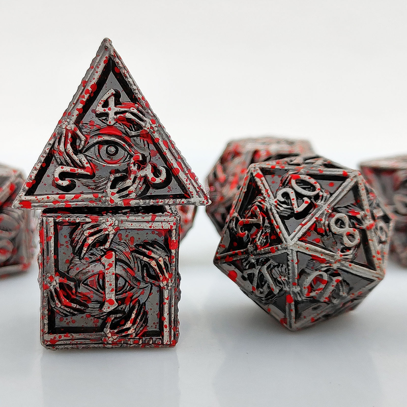 বিলাসবহুল মেটাল পলিহেড্রাল ডাইস 8 সক্রিয় রং TRPG Dungeons এবং ড্রাগন Dnd মেটাল ডাইস সেট